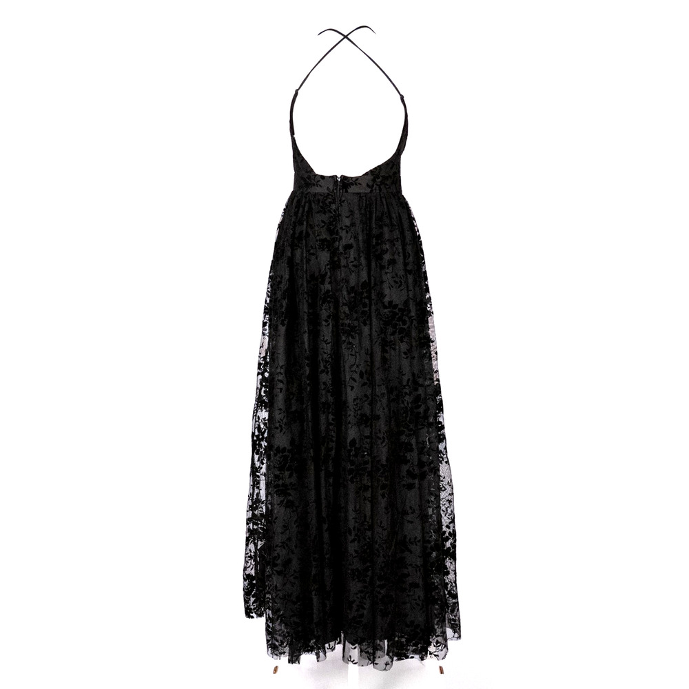 Windsor Black Lace Dress Juniors SZ 3 Velvety Floral Lace Witchy Dark Fairy Goth - Picture 4 of 7